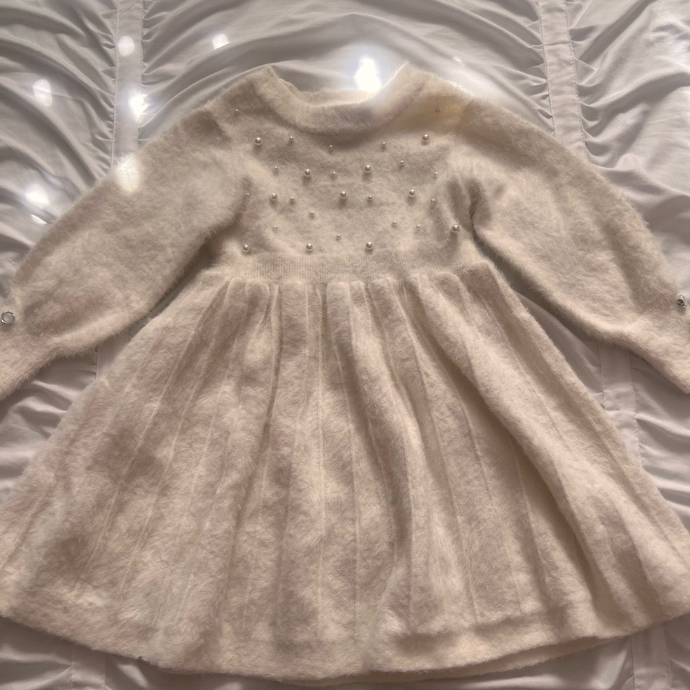 Rare Editions Ivory Kids Dress with Pearl Accents